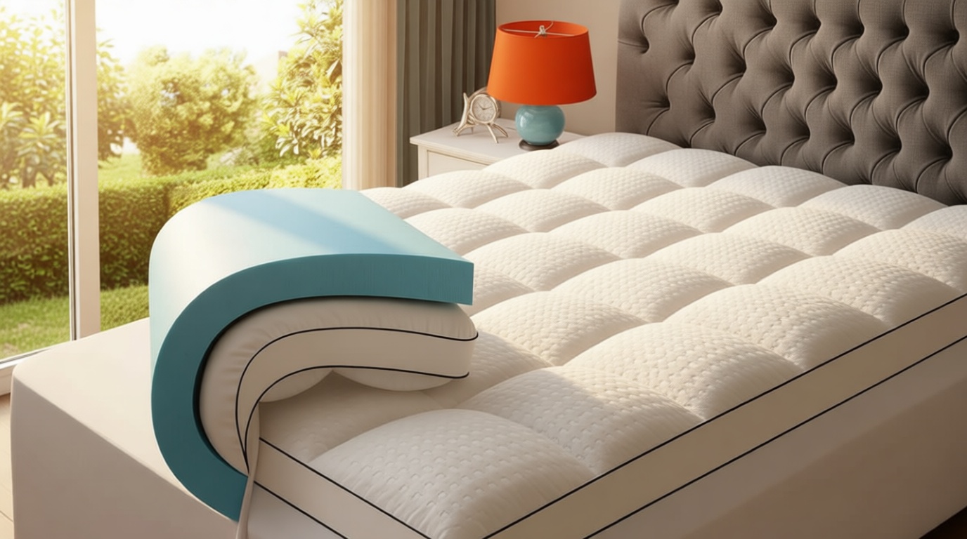 MASVIS King Size Dual Layer 4 Inch Memory Foam Mattress Topper, 2 Inch Gel Memory Foam and 2 Inch Cooling Pillow Top Mattress Pad Cover for Back Pain, Medium Support OEKO-TEX STANDARD 100