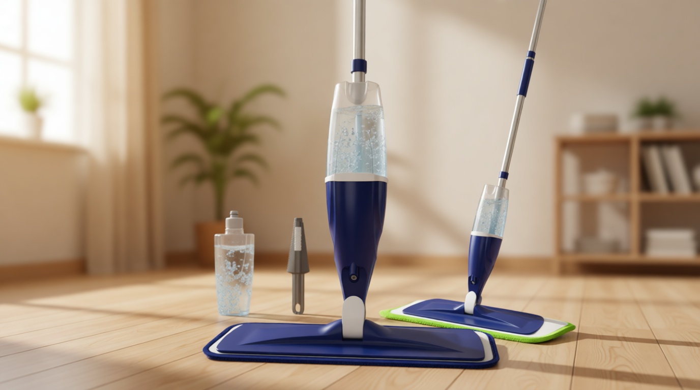 Microfiber Spray Mop for Floors Cleaning: Wet Dry Hardwood Floor Mops with 3 Washable Reusable Pads for Swiffer Powermop - Flat Mop with Sprayer for Tile Wood Laminate Vinyl Marble
