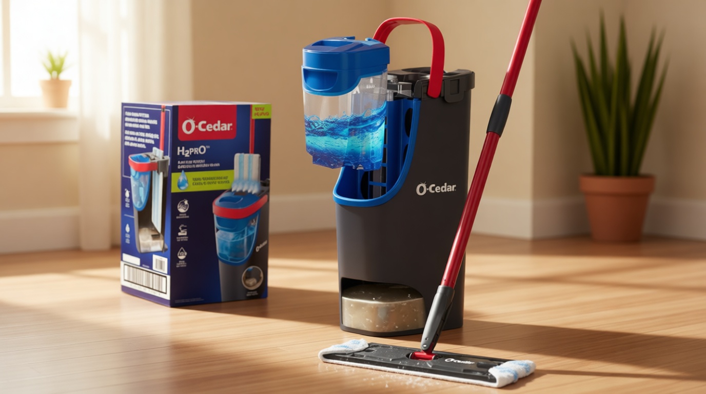 O-Cedar H2prO Flat Mop System | Quick Everyday Cleaning | Dual-Tank Fresh Water System | Machine Washable Reusable Microfiber Mop Pad | Safe on Hardwood, Tile & Vinyl Floors