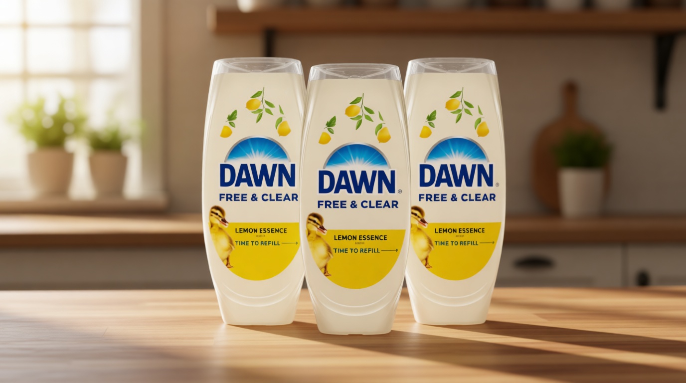 Dawn Free & Clear EZ-Squeeze Dish Soap Liquid, Dishwashing Liquid, Grease Removal, Lemon, 24.3 Fl Oz (Pack of 3)