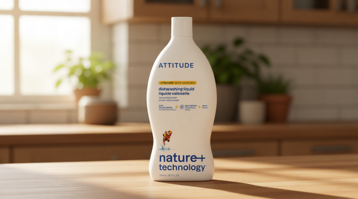 ATTITUDE Dish Soap, EWG Verified, Plant-Based & Vegan Dishwashing Liquid, Naturally Derived, Citrus Zest, 23.7 Fl Oz