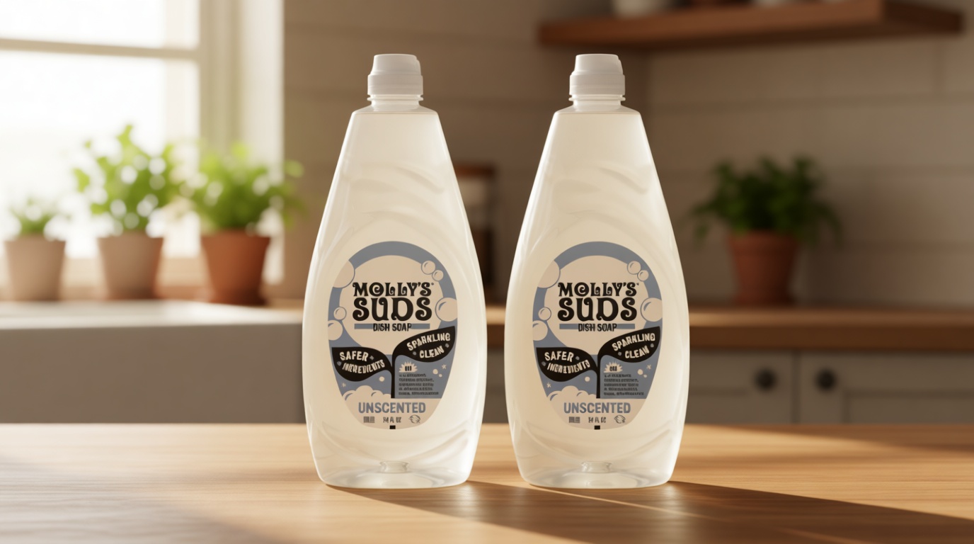Molly's Suds Liquid Dish Soap | Clean, Simple Ingredients | Extra Scrubbing Power | Unscented, 24 oz - 2 Pack