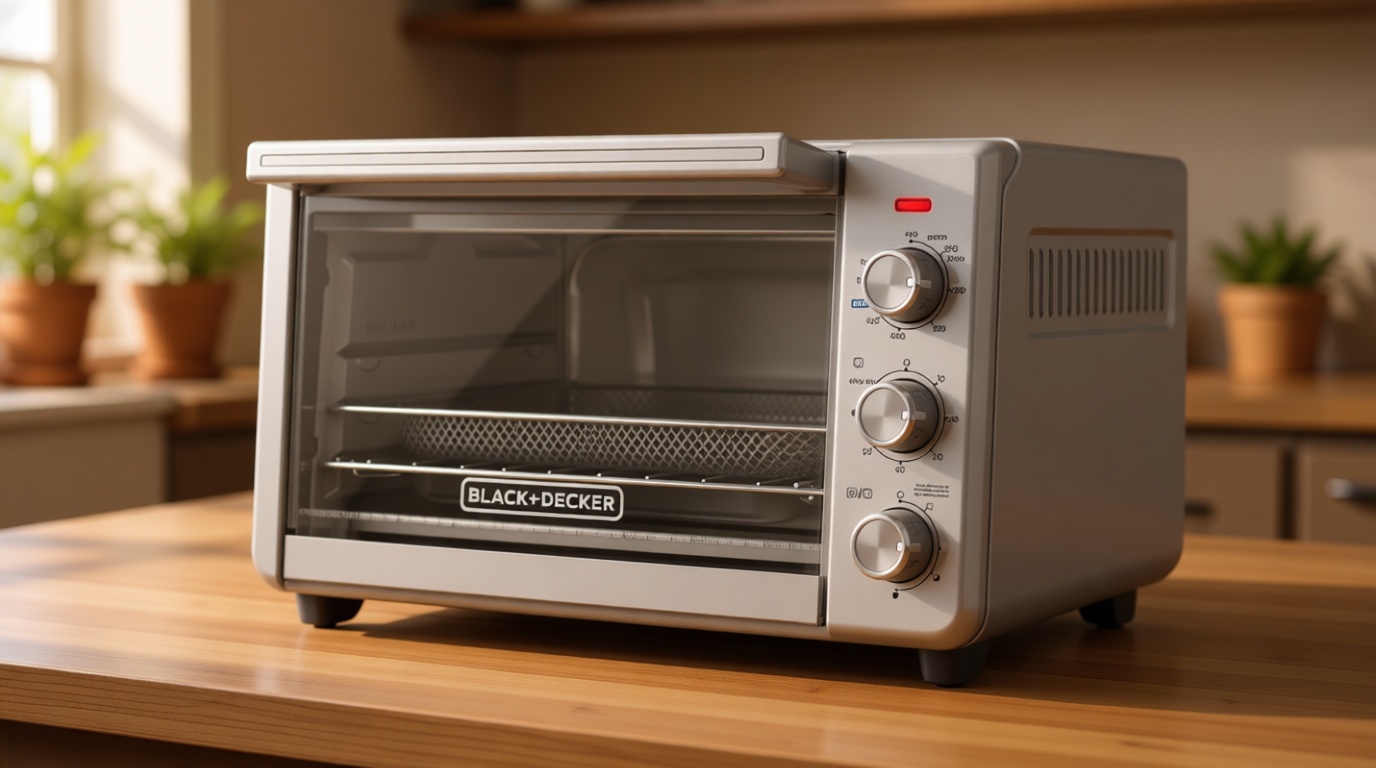 BLACK+DECKER Crisp 'N Bake Air Fryer Countertop Convection Toaster Oven, Large Capacity, 6-Slice, 5-in-1, Fits 12” Pizza, 60-Min Timer, Bake, Broil, Air Fry, Toast, Keep Warm, Stainless Steel