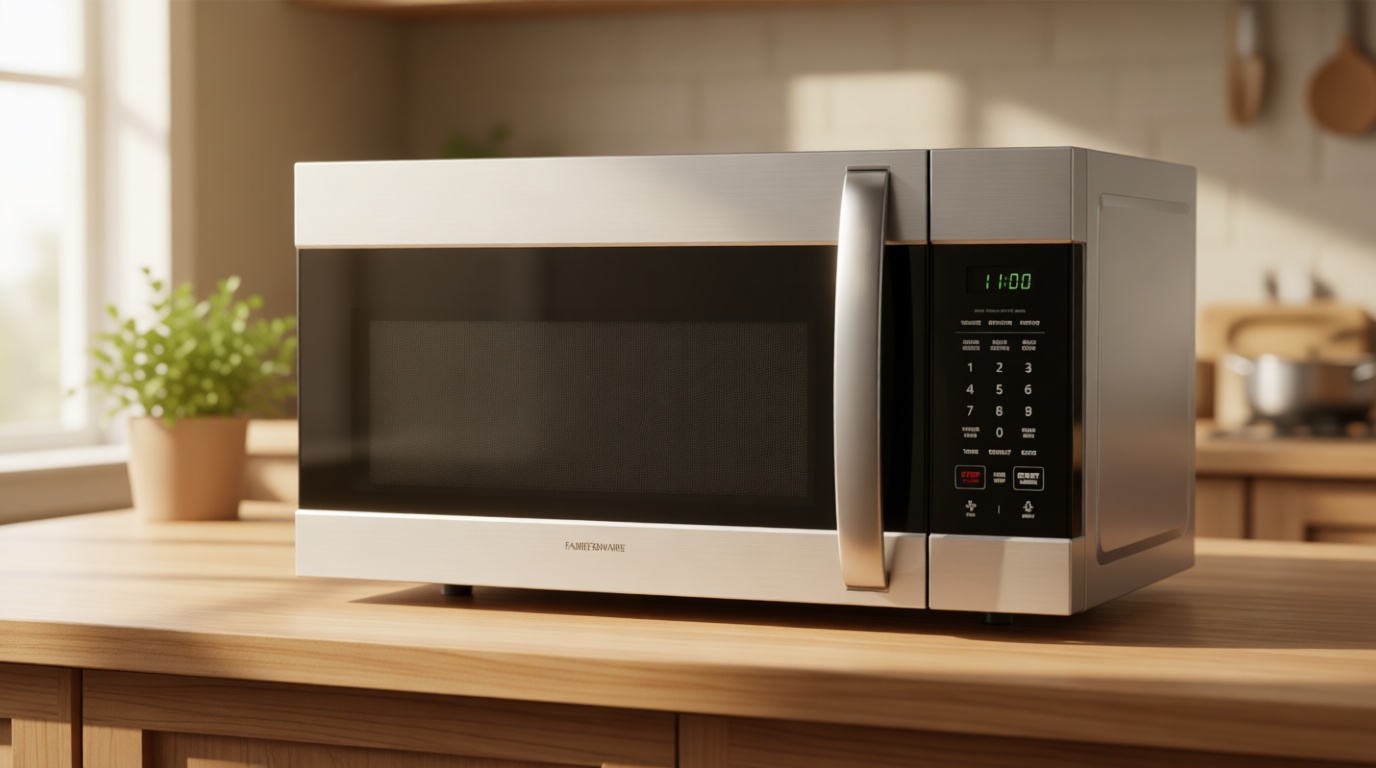 Farberware 1.7 Cu. Ft. Over-the-Range Microwave Oven – 1000 Watts Power, Auto Cook Settings, Defrost, Easy Clean and Child Safety Lock - Stainless