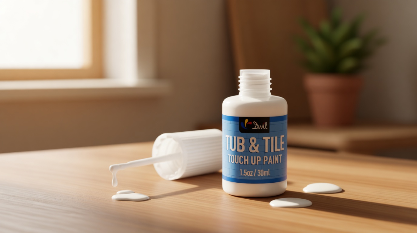 DWIL Tub and Tile Paint, White Touch Up Paint for Porcelain, Scratches, Cracks and Spots on Tile, Porcelain Repair Kit for Bathtub, Sinks, Enamel and Toilets, 1.5 Fl Oz(White)