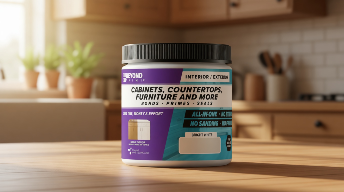 Beyond Paint All-in-One Refinishing Paint, No Sanding, Matte Finish for Cabinets, Countertops, Furniture and Doors, 1 Pint, Bright White