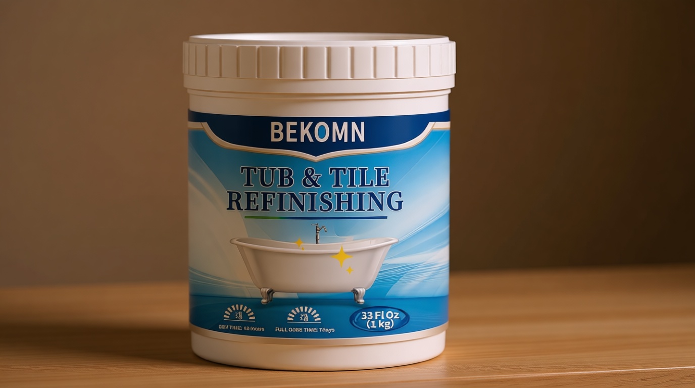 BEKOMN Tub Paint,Tub and Tile Refinishing Kit 33oz with Tools,Bathtub Paint White Water-based Low Odor,Easy to Use for Sink Kitchen Bathroom,Semi-Gloss,50-55sq.ft
