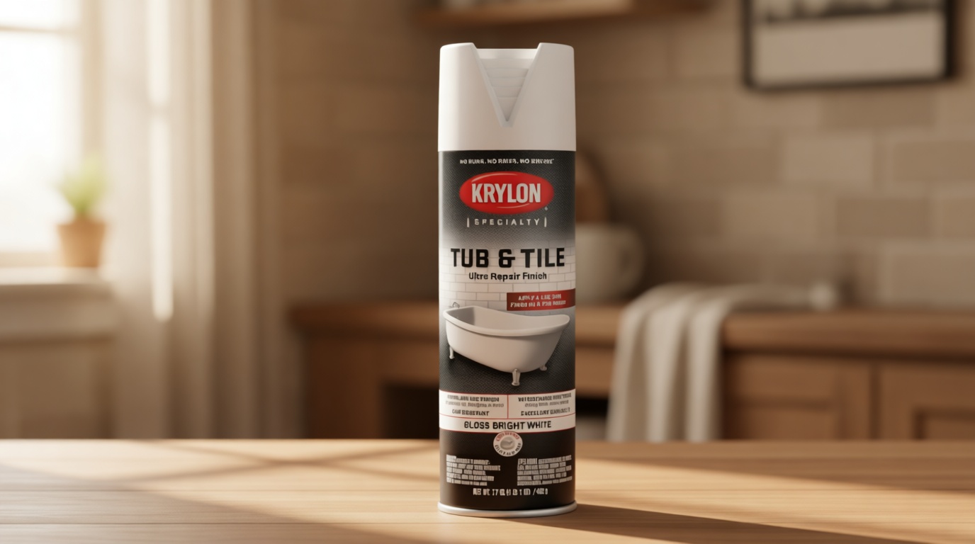 Krylon K04502007 Tub & Tile Ultra Repair Finish Spray Paint, Aerosol, Bright White, 17 Ounce