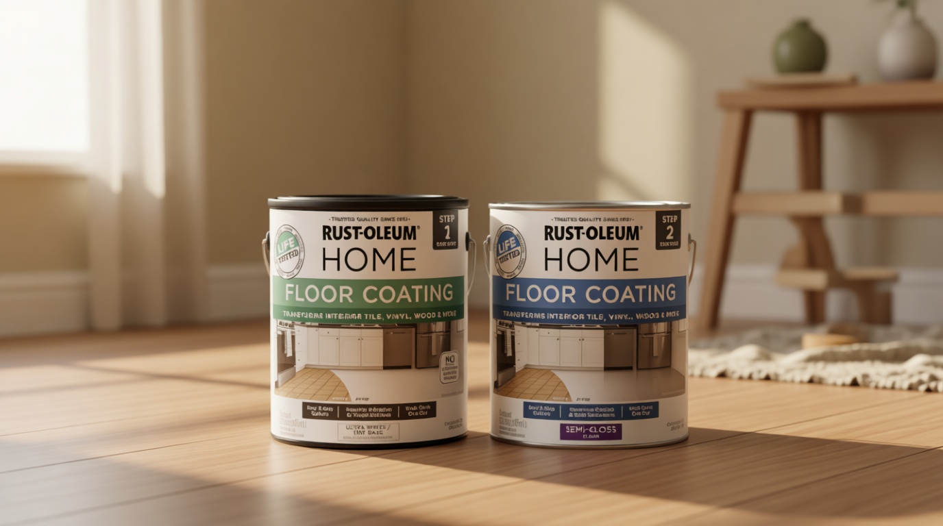 Rust-Oleum 367598 Home Interior Floor Coating Kit, Semi-Gloss Ultra White
