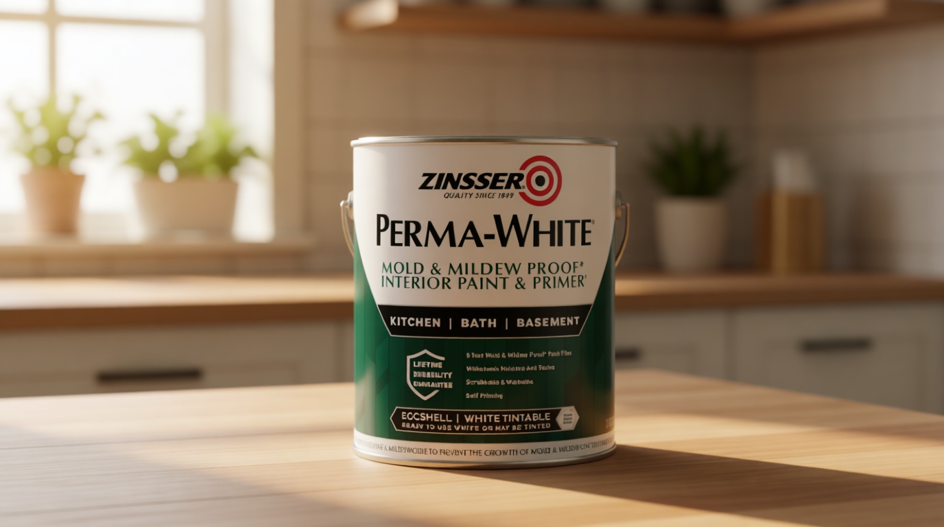Zinsser 02774 PERMA-WHITE Mold & Mildew Proof Interior Paint, Quart, Eggshell White