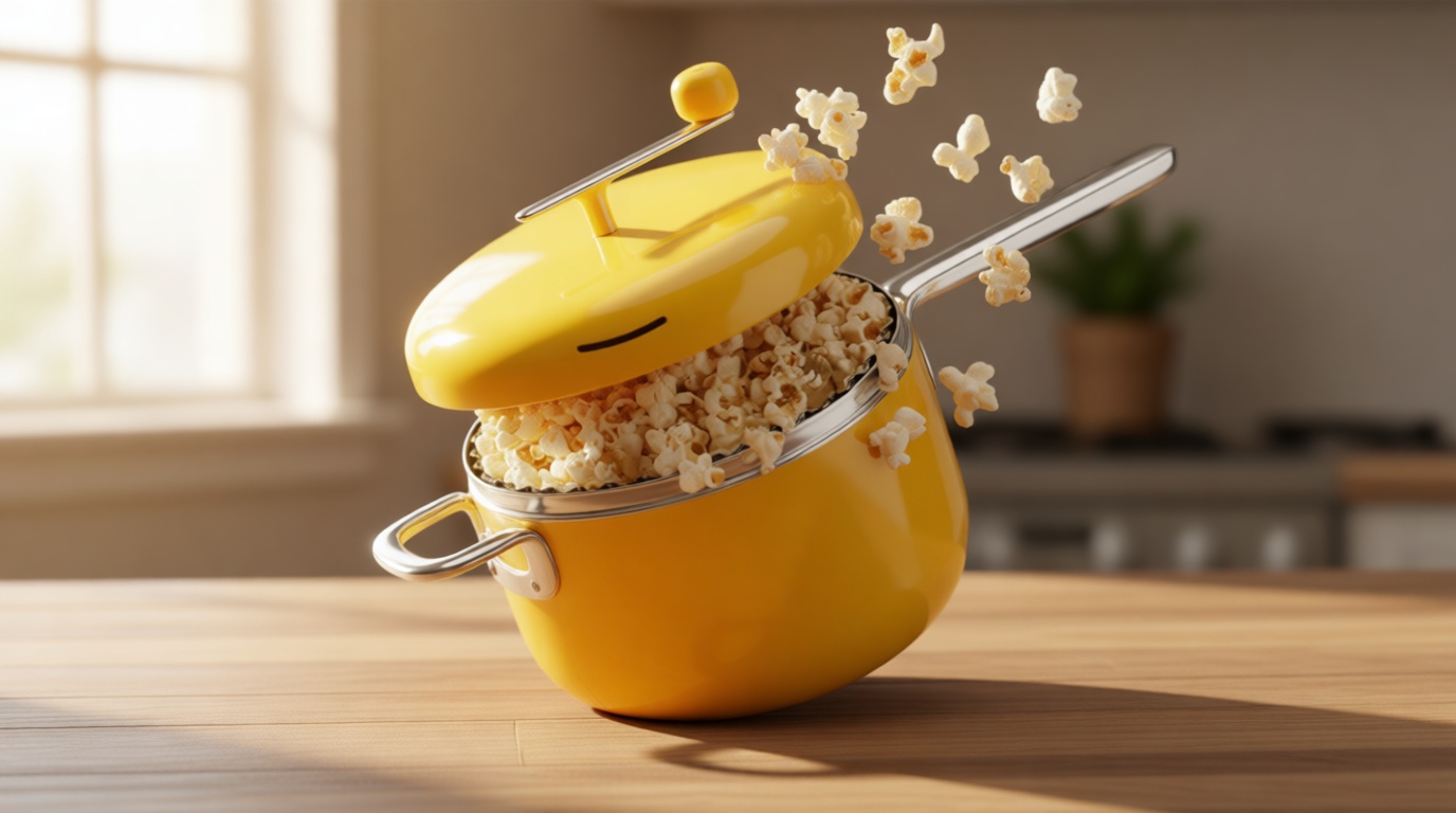 Popsmith Popcorn Popper in Butter - 6 Quart Stovetop Popcorn Machine - Stainless Steel Popcorn Maker Compatible with All Stovetops