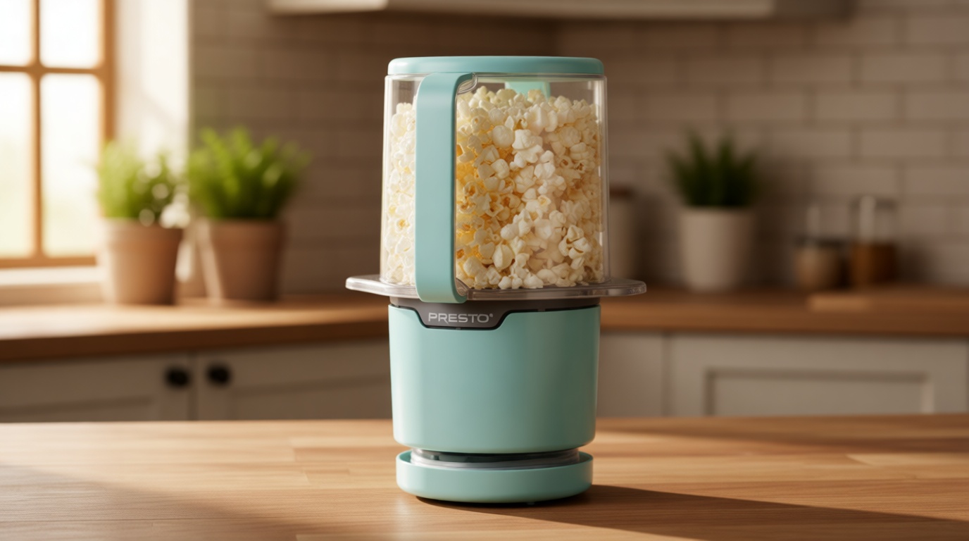 Presto 04811 PopLite My Munch Hot Air Popcorn Popper - Personal Sized, Built-In Serving Bowl, Compact Design, 8 Cups, Blue