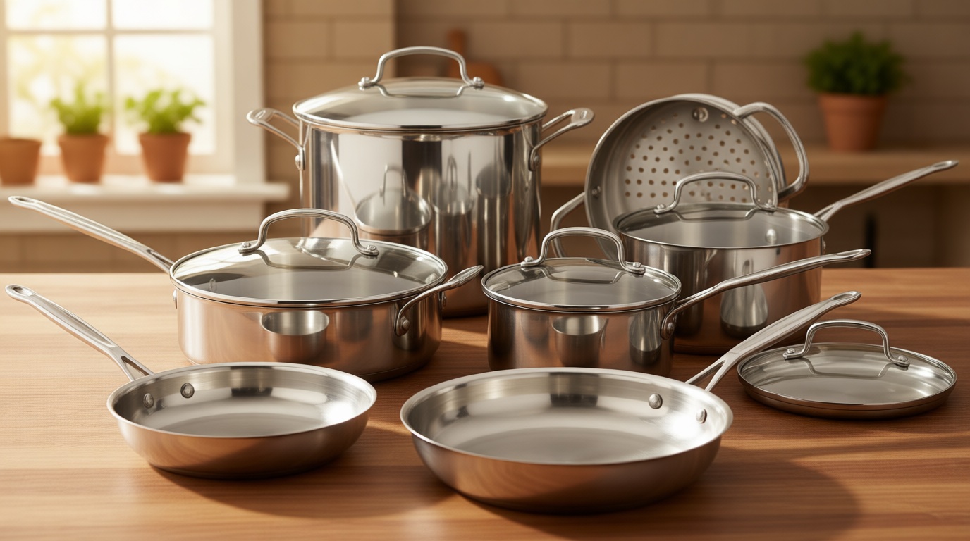 Cuisinart Chef’s Classic 11-Piece Stainless Steel Pots and Pans Set, Cookware Set Compatible with Induction, Electric, Gas Cooktops, Aluminum Core for Even Heat, Cool Grip Handles, Dishwasher Safe