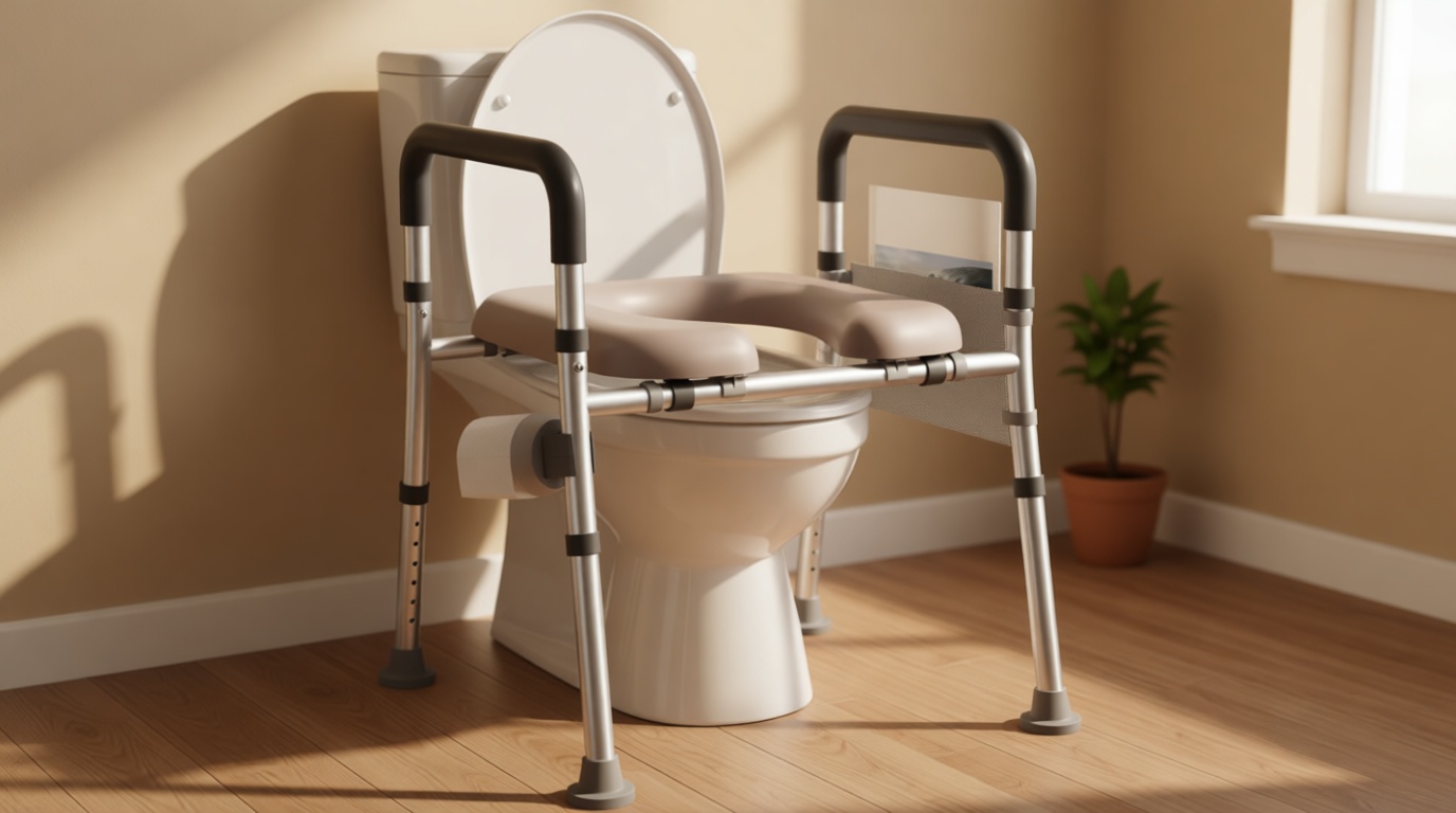 Soundfuse Toilet Seat Riser for Seniors, Raised Toilet Seat with Handles, Adjustable Height & Width, 400lb Handicap Elevated Toilet Seat, Fit Any Toilet