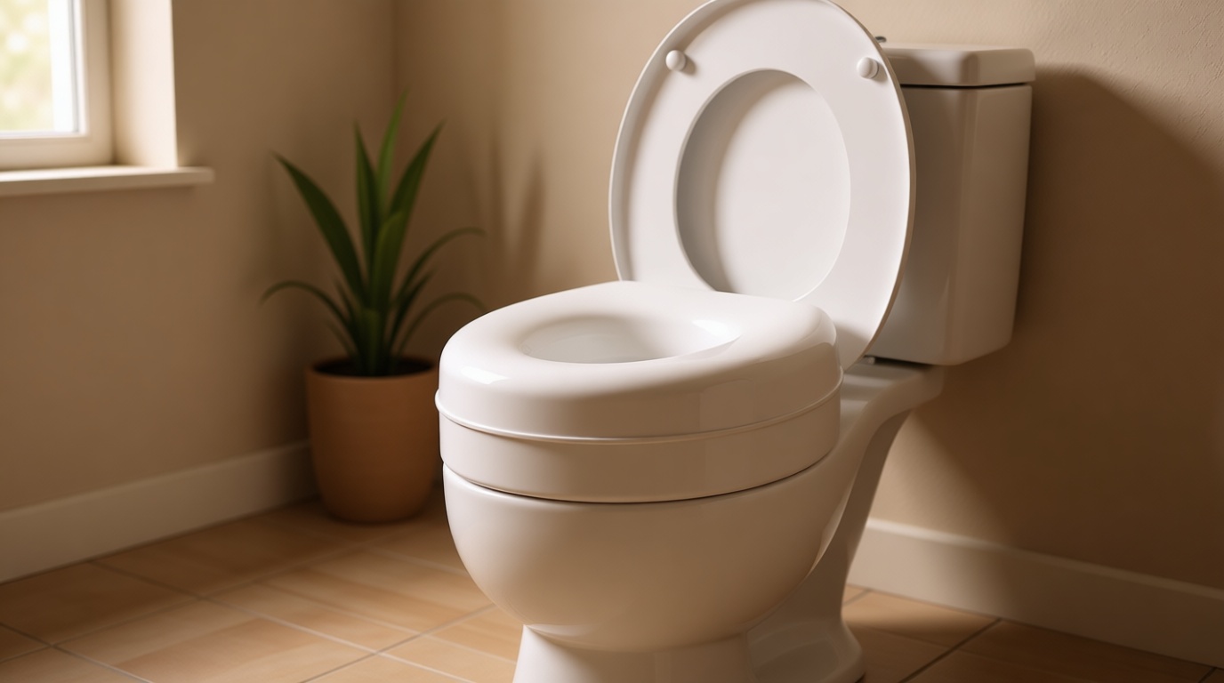 HealthSmart Enhanced Comfort 5" Raised (Round) Toilet Seat Risers for Seniors 5 Slip Resistant Pads FSA/HSA Eligible Padded Toilet Seat Elevation 15.7 x 15.2 x 6.1