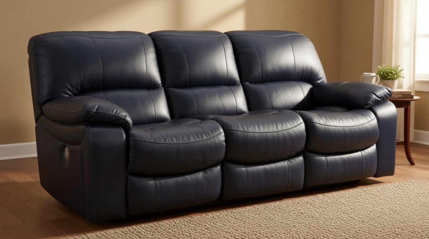 Signature Design by Ashley Leesworth Power Reclining Sofa, Leather Match Wall Hugger Reclining Sofa with One-Touch Power, Zero-Draw USB, 3 Seat Recliner Couch for Living Room, Brown
