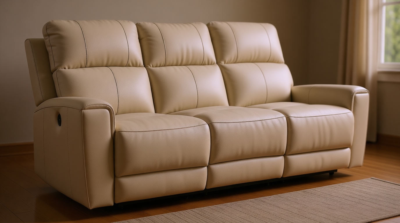 Signature Design by Ashley Dahlmoore Modern Leather Match Power Reclining Sofa with USB Ports, Beige