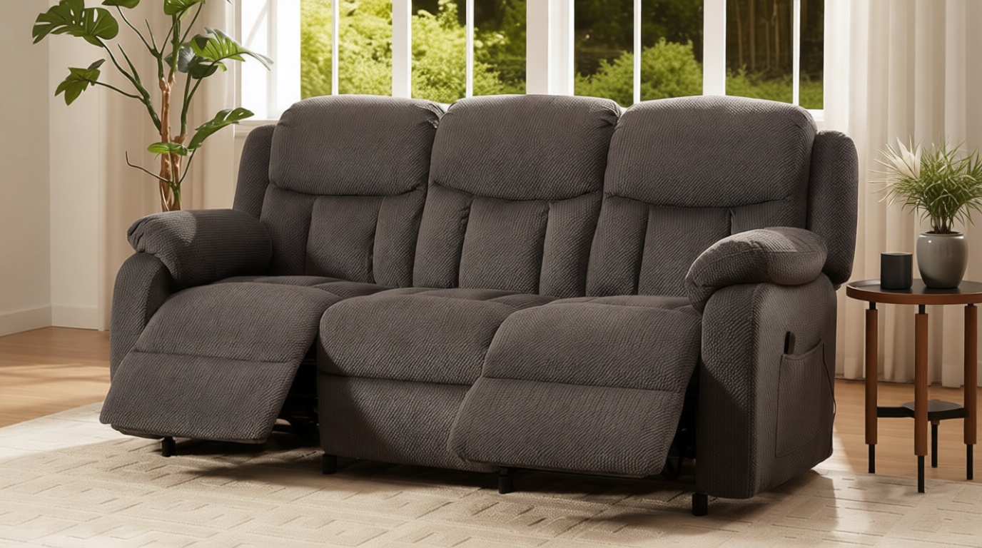 Jocisland Reclining Couch, Power Reclining Sofa with Dual Wingback, 3 Seater Recliner Sofa, Recliner Couches for Living Room(Dark Gray)