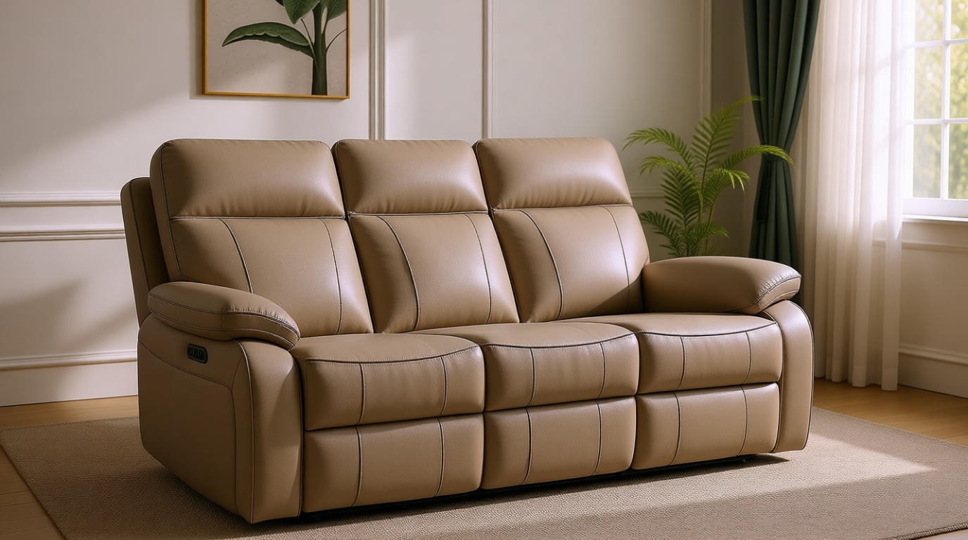 Power Reclining Sofa with Fold Down Table, Breathable Leather Electric Reclining Couch, Power Loveseat Recliner Sofa with Cup Holders/Outlets/USB-C/A Ports for Living Room(Grey, 3 Seat)