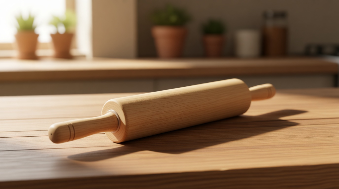 FARBERWARE Classic Wood Rolling Pin, 18-Inch Hardwood Dough Roller for Baking Pizza, Pies, Pastry and Cookies, Ergonomic Handles, Kitchen Essential