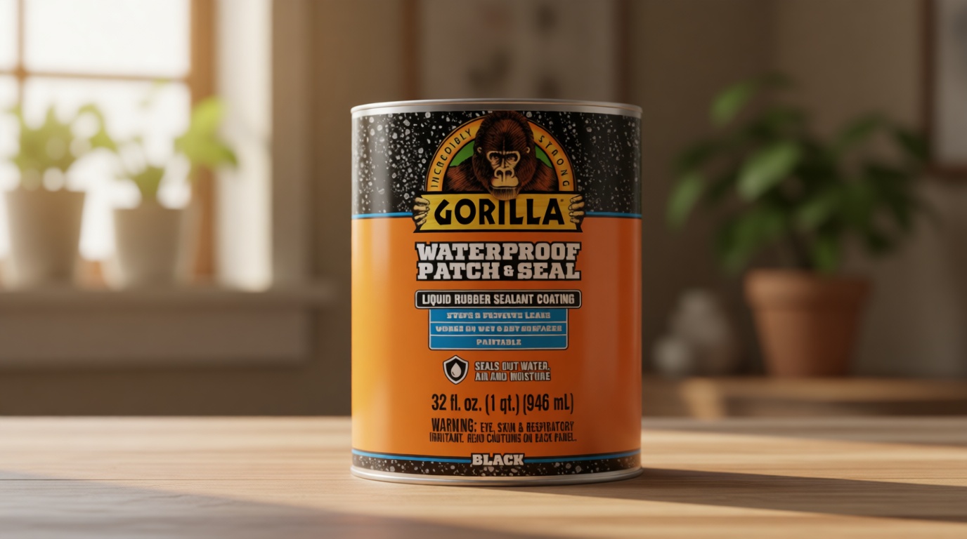 Gorilla Patch & Seal Liquid Rubber Waterproof Sealant, Black, 32 Ounce (Pack of 1) - Seals Out Water, Air, and Moisture