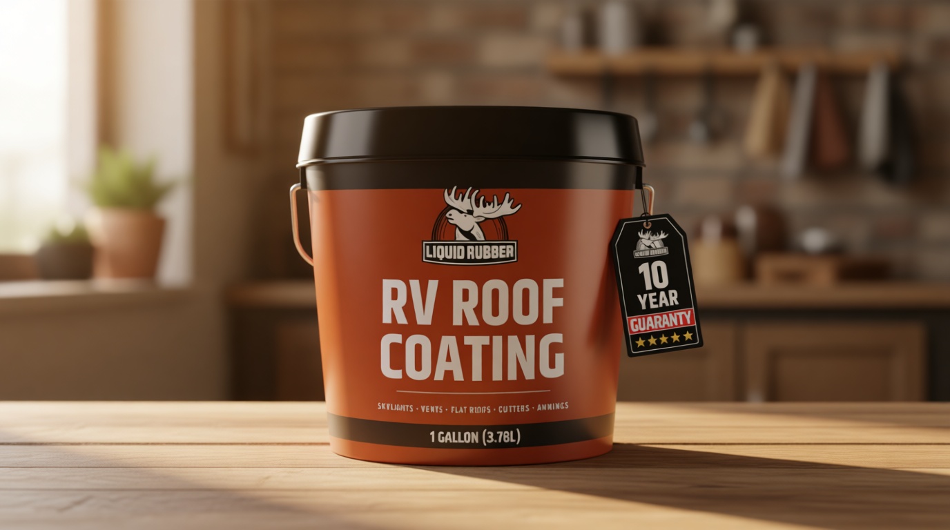 Liquid Rubber RV Roof Sealant- Professional-Grade Solar Reflective Flexible Waterproof Membrane Coating for EPDM, TPO, Fiberglass & Aluminum Camper & Travel Trailers- Brilliant White, 1 Gallon