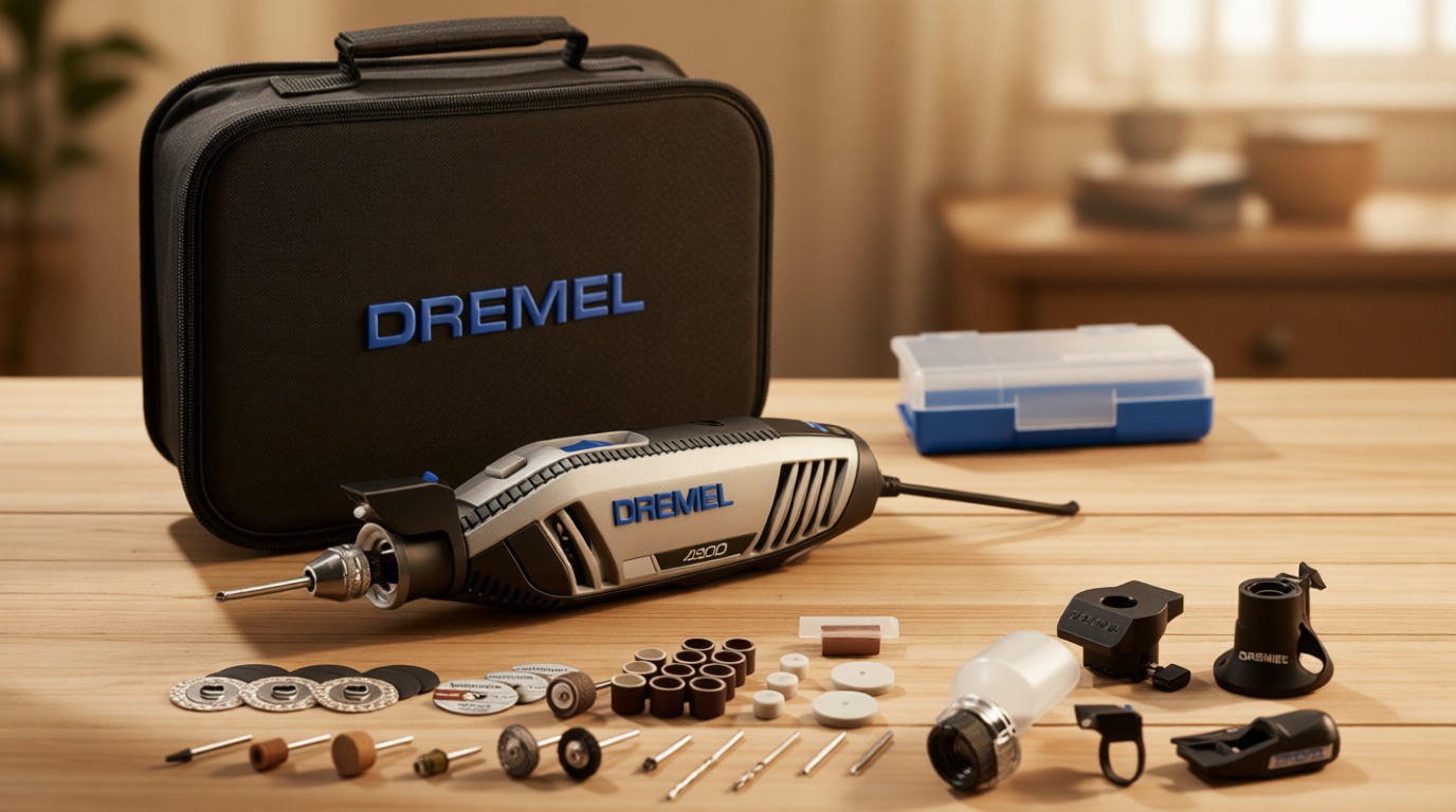 Dremel 4300-5/40 High Performance Rotary Tool Kit with LED Light- 5 Attachments & 40 Accessories - Ideal for Grinding, Cutting, Wood Carving, Sanding, and Engraving