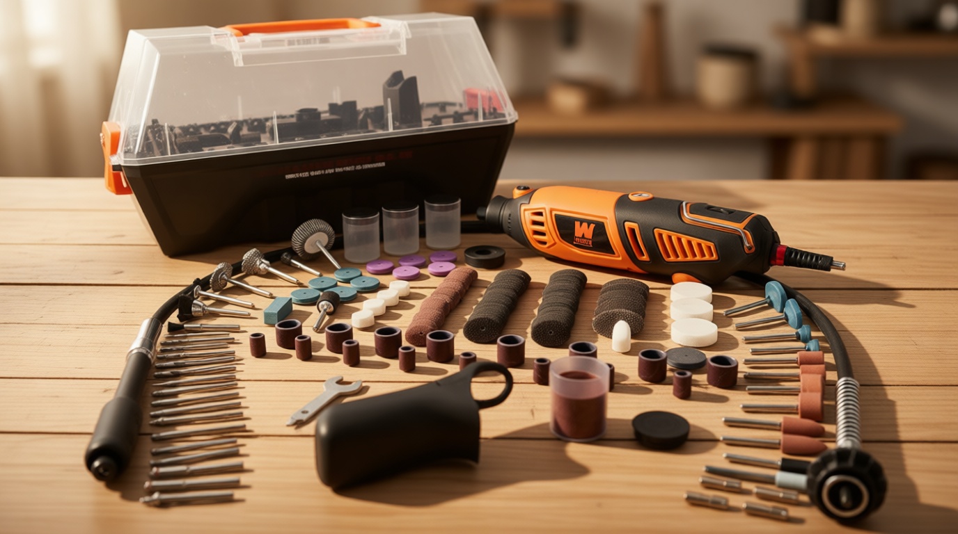 WEN 23190 1.3-Amp Variable Speed Steady-Grip Rotary Tool with 190-Piece Accessory Kit, Flex Shaft, and Carrying Case