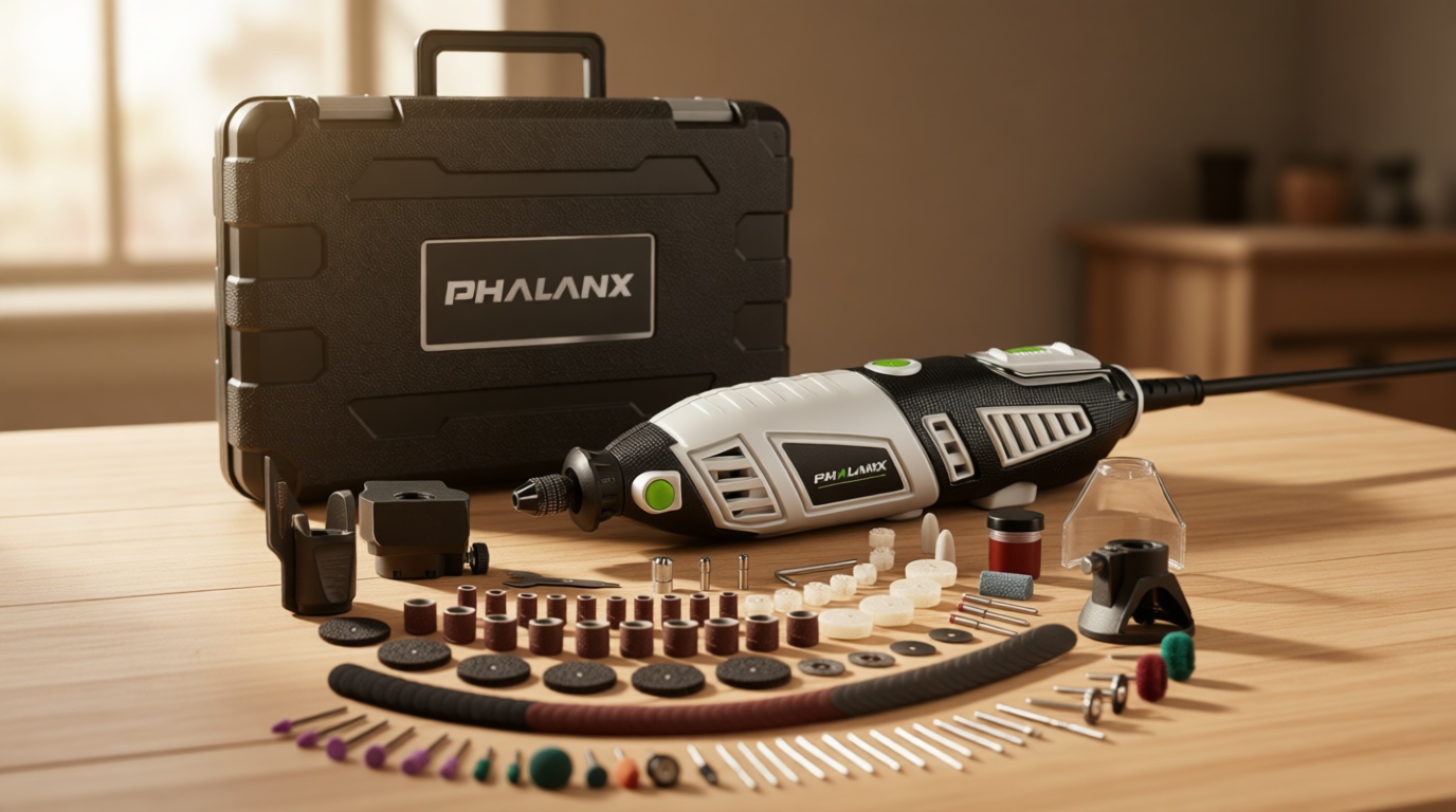 PHALANX 180W Rotary Tool Kit, 1.5-Amp 6 Variable Speed with Flex Shaft, 8000-35000RPM Rotary Multi-Tool and 213pcs Accessories Kit