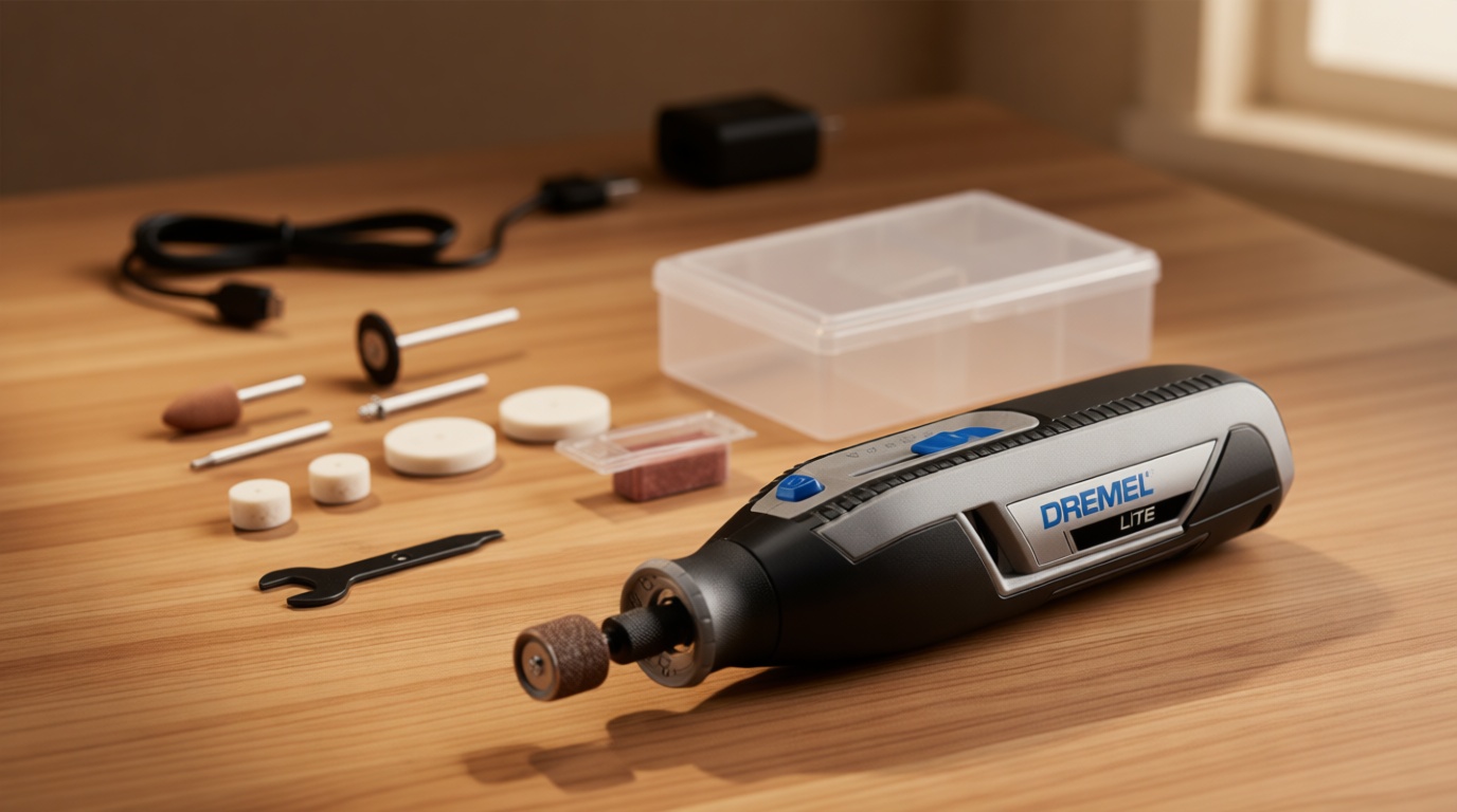Dremel Lite 7760 N/10 4V Li-Ion Cordless Rotary Tool, Variable Speed Multi-Purpose Kit, USB Charging, Easy Accessory Changes