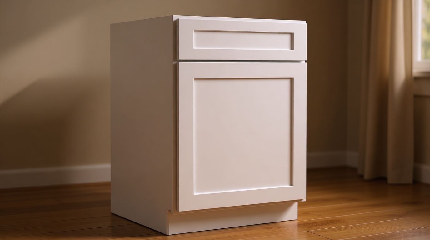 Kithen Base Cabinets, Cabinets Base, RTA Cabinet, Painted Cabinet, Shaker, Unassembled, Lower, White, Standard Size, 1 Door and 1 Drawer (White, 18" Wide x 34.5" High x 24" Deep)