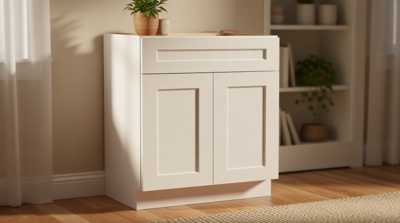 Kitchen Base Cabinets with Drawers, 30" Wide 24 Inch Deep RTA Storage Cabinet with Shaker Doors, Modern Solid Wood Furniture, Easy Assembly for Pantry, Laundry Room, Coffee Bar - White