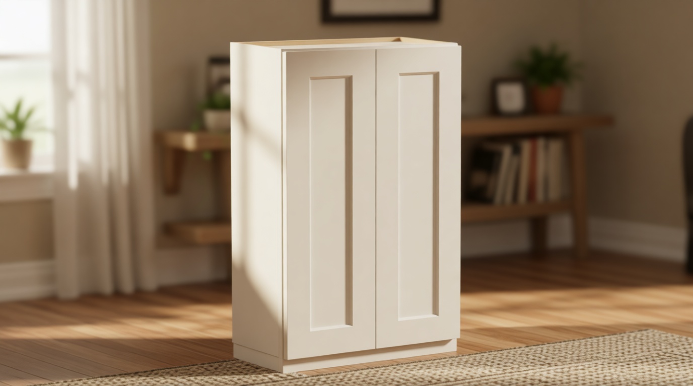 Kitchen Wall Cabinet, Solid Wood RTA Medicine Storage Organizer Cabinets with 2 Soft-Closing Shaker Doors & Adjustable Shelves, Space-Saving for Laundry, Bathroom, Garage - White