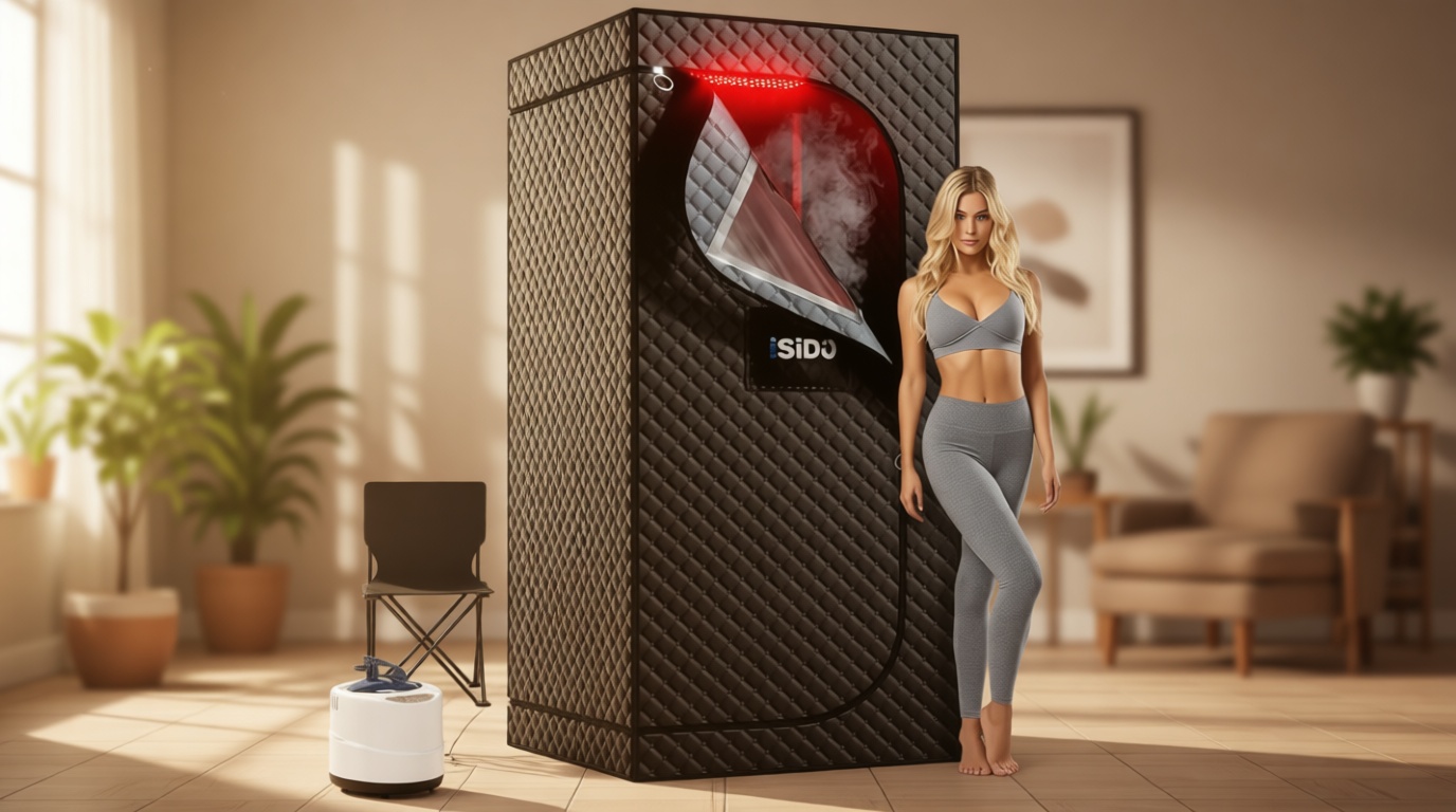 Upgraded Infrared Steam Sauna with 660nm Red Light Therapy & 850nm Infrared Light Panel, 3L 1300W Steamer, Folding Chair, XXL Portable Sauna Personal Sauna Box Sauna Tent Home Sauna