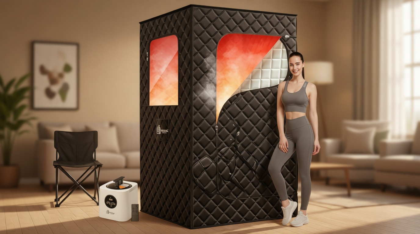 Sauna Box, 3L Portable Steam Sauna Tent for Home & Indoor Use, 1400w Personal Sauna Pod, Remote Control, Folding Chair, 15 Levels, 99-Min Timer,32" x 32" x 71"