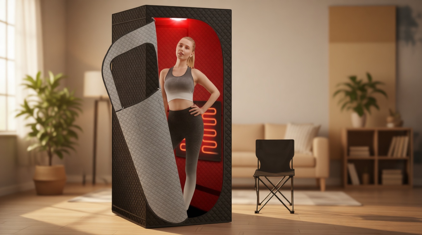Far Infrared Sauna Box with Red Light Therapy, Portable Dry Sauna for Relaxation, Detoxification, Carbon Crystal Heating,9 Levels, Full Size 5.9ft×2.9ft×2.6ft