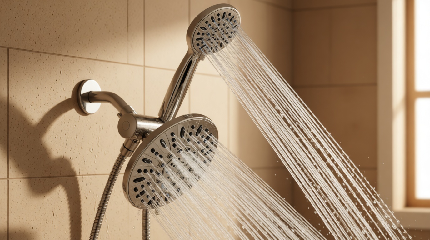AquaDance 7" Premium High Pressure 3-Way Rainfall Combo with Stainless Steel Hose – Enjoy Luxurious 6-setting Rain Shower Head and Hand Held Shower Separately or Together – Brushed Nickel Finish