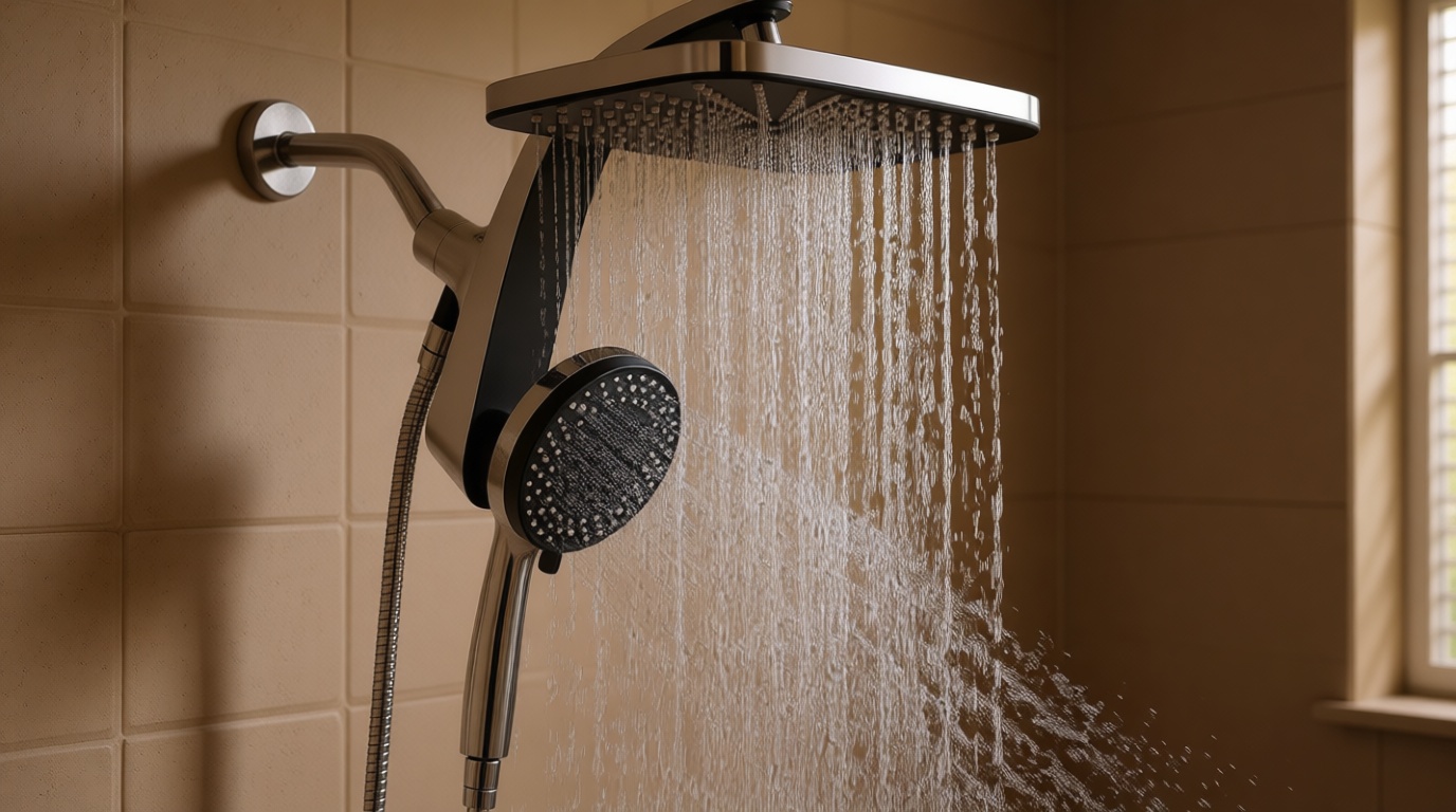High Pressure Rain Shower Head: Upgrade Shower Heads with Handheld Spray Combo with Fixed Showerhead and 10 Sprays Handheld Shower Head, Detachable Shower head Built-in Magnetic Docking and Power Jets