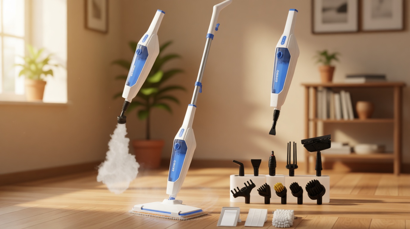 SENMO Steam Mop, 14-in-1 Detachable Steam Cleaner for Home and Floor, 1300W 228°F Deep Cleaning MultiPurpose Floor Steamer with 14 Attachments for Hardwood Floors, Tile, Grout, Furniture, Carpet, Wall