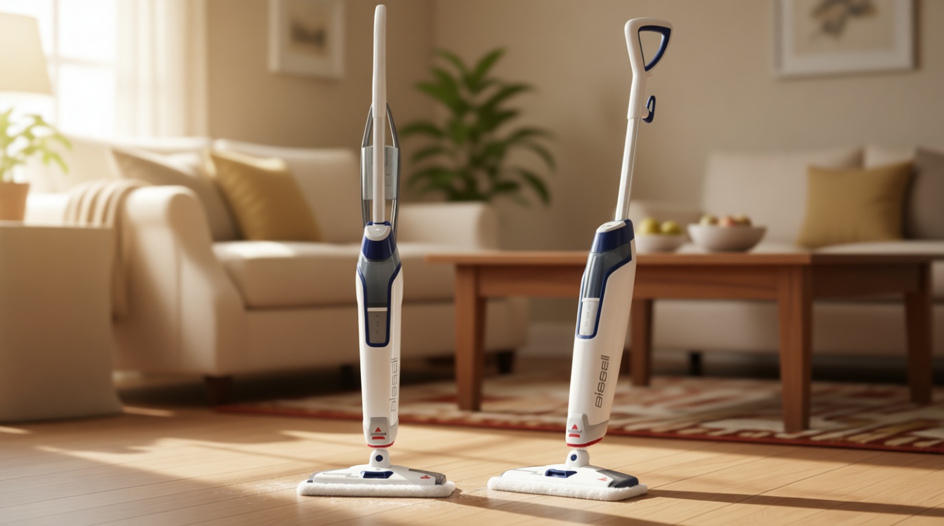 Bissell PowerFresh Deluxe 1806 Steam Mop for Tile, Hardwood & Sealed Floors w/Built‑in SpotBoost Brush, Fast 30‑Second Warm‑Up, Variable Steam Levels, Fresh Scent Discs Compatible
