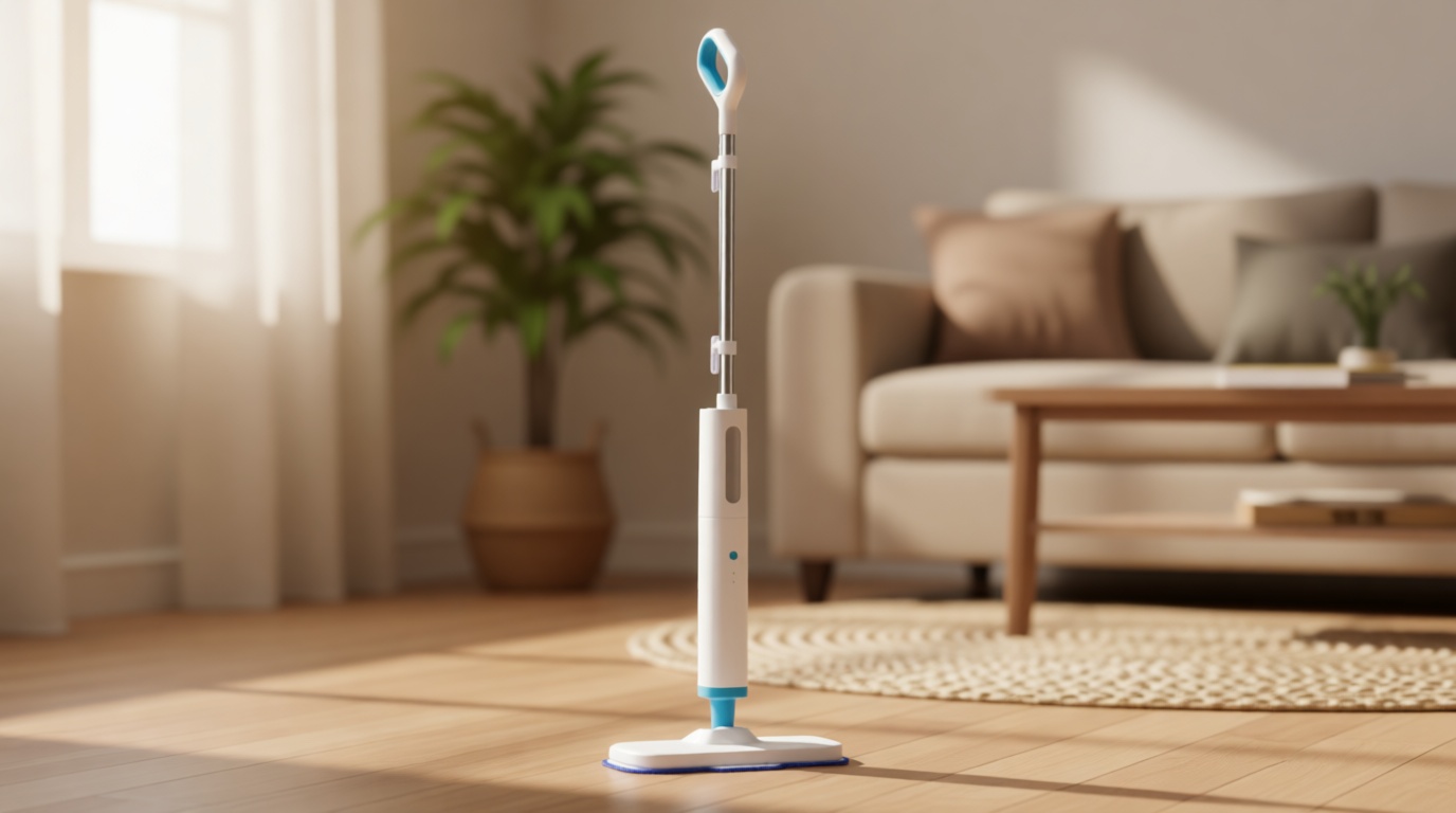 Amazon Basics Steam Mop for All Sealed Hard Floors, Heats Up in 30 Seconds, Chemical-Free Cleaning, 3 Washable Pads, 20-Foot Cord, White