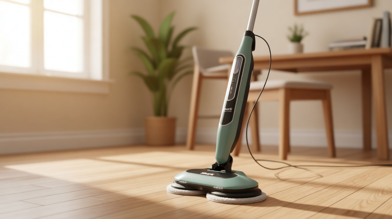 Shark Steam & Scrub Steam Mop, All-in-One Scrubbing and Sanitizing Hard Floor Cleaner, LED Headlights, 4 Dirt Grip Soft Scrub Pads Included, XL Water Tank, Swivel Steering, Hawaiian Grey, S8001
