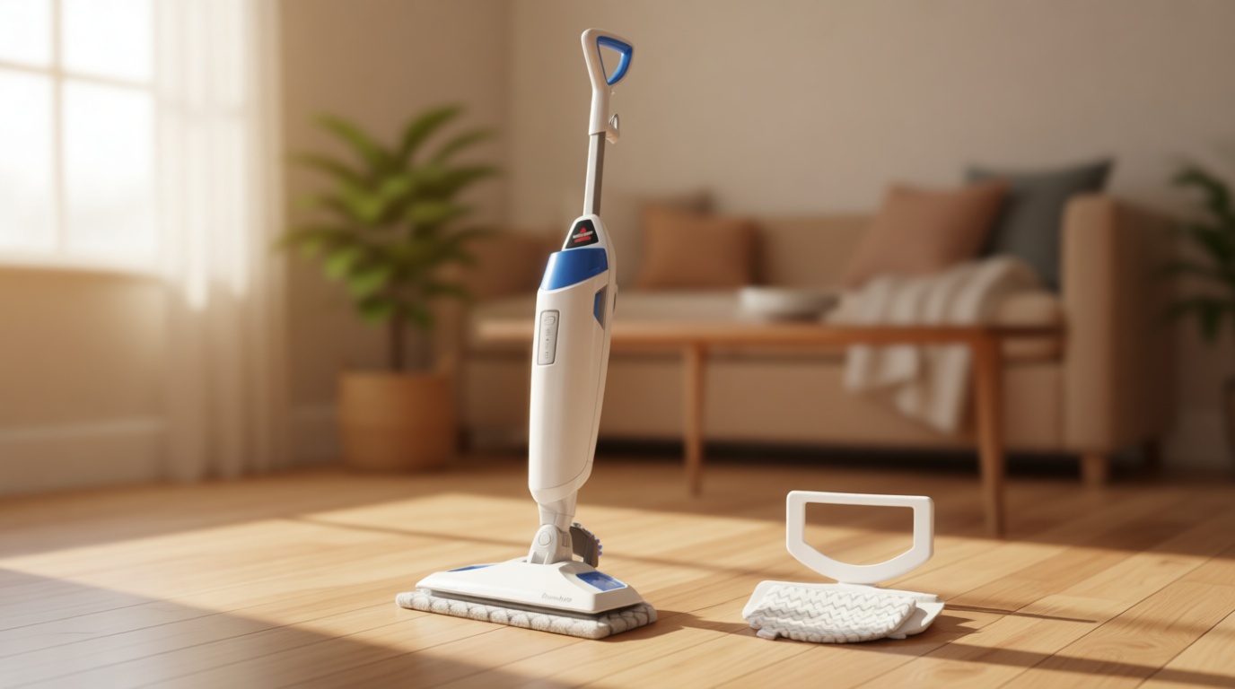 BISSELL Steam Mop 1940A PowerFresh Floor Steam Cleaner for Hard Wood & Tile with Natural Sanitization, Easy Scrubber, Variable Steam, 12” Cleaning Path