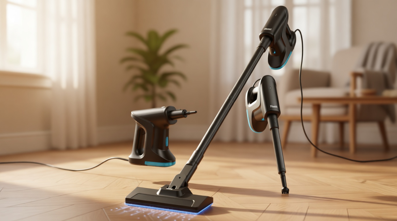 Heavy Duty Steam Mop for Floor Cleaning, 14-in-1 Lightweight Detachable Handheld Steam Cleaner with Multi-Purpose&Powerful, No-Chemical Floor Steamer for Home|Hardwood|Grout|BBQ|Window (Black)