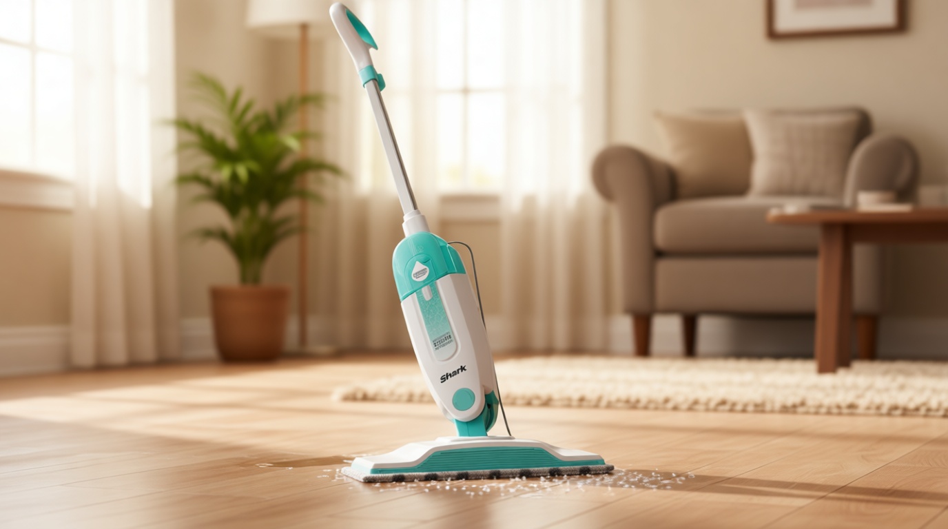 Shark Steam Mop with 2 Machine Washable Dirt Grip Pads, Removable Water Tank, Lightweight, Steam Cleaner for sealed Hard Floors, Marble, Stone, Hardwood, Tile, Laminate, White/Seafoam, S1000