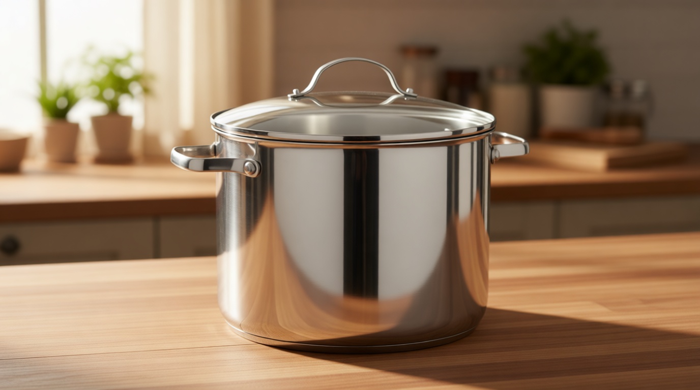 Amazon Basics Stainless Steel Induction Compatible Stock Pot with Glass Lid, Oven Safe, Dishwasher Safe, Sturdy, 8 Quart, Silver