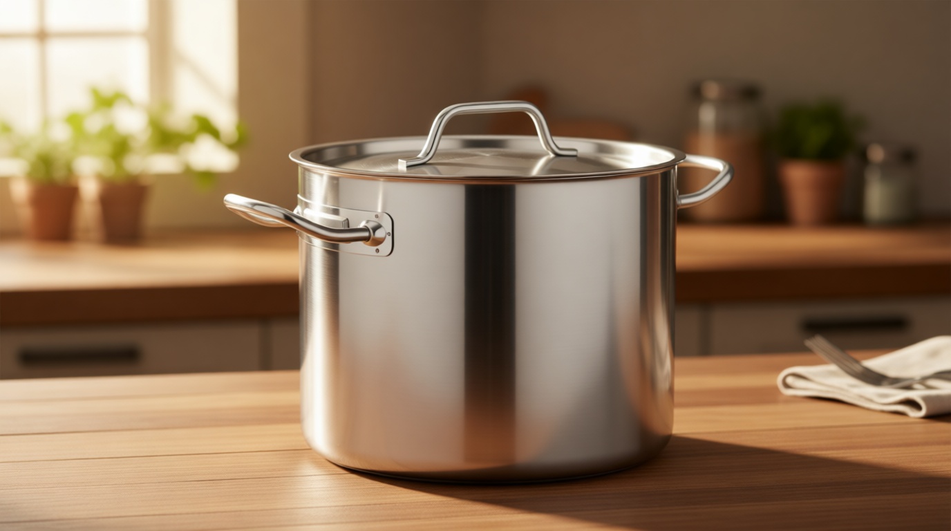 Amazon Basics 12 Quarts Stainless Steel Aluminum-Clad Stock Pot with Cover, Induction Compatible, Dishwasher Safe, Oven Safe, Even Heating, Soup and Pasta Pot