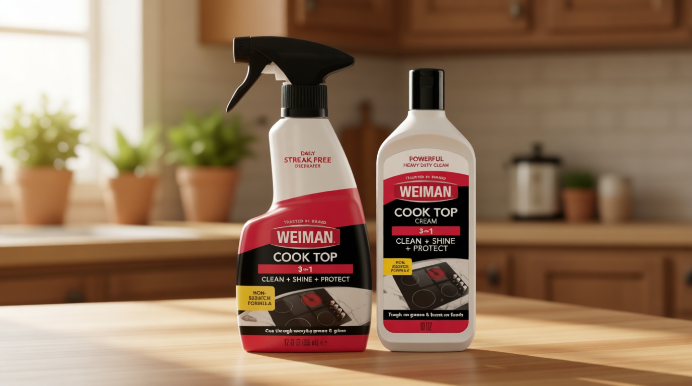Weiman Ceramic and Glass Cooktop - 10 Ounce - Stove Top Daily Cleaner Kit - 12 Ounce - Glass Induction Cooktop Cleaning Bundle for Heavy Duty Mess Cleans Burnt-on Food