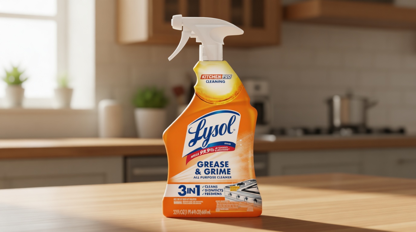 Lysol Pro Kitchen Spray Cleaner and Degreaser, Antibacterial All Purpose Cleaning Spray for Kitchens, Countertops, Ovens, and Appliances, Citrus Scent, 22oz