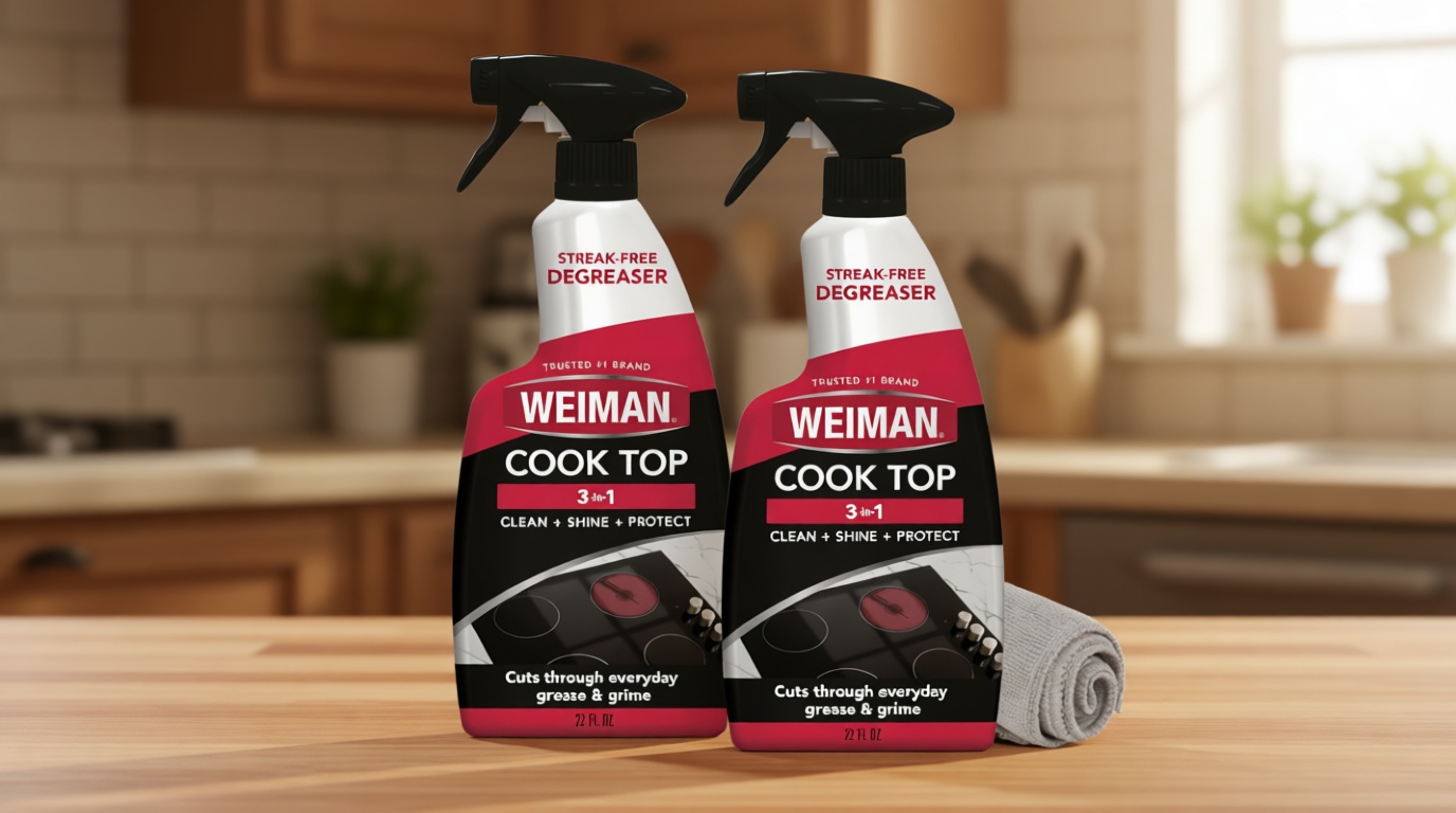 Weiman 2-Pack Cooktop Cleaning Spray & Microfiber Cloth – Cooktop & Oven Cleaner for Streak & Residue Free - Non-Abrasive Degreaser Safe for Glass & Ceramic